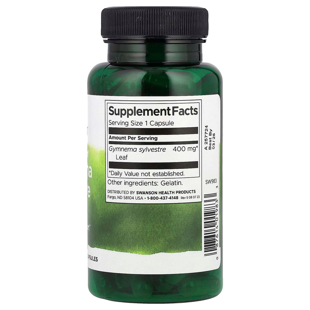 Swanson, Full Spectrum®, листья джимнемы (Gymnema sylvestre), 400 мг, 100 капсул