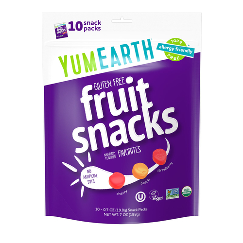 YumEarth, фруктовые снеки без глютена, ассорти любимых вкусов, 10 упаковок по 19,8 г (0,7 унции)