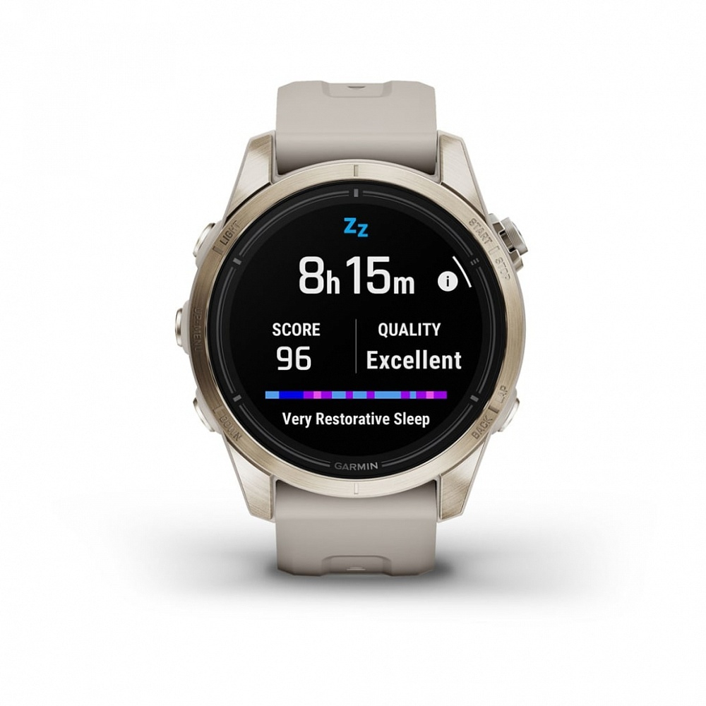 Умные часы Garmin Epix Pro (Gen 2) Sapphire Edition 42 мм, золотистый корпус со светло-песочным ремешком