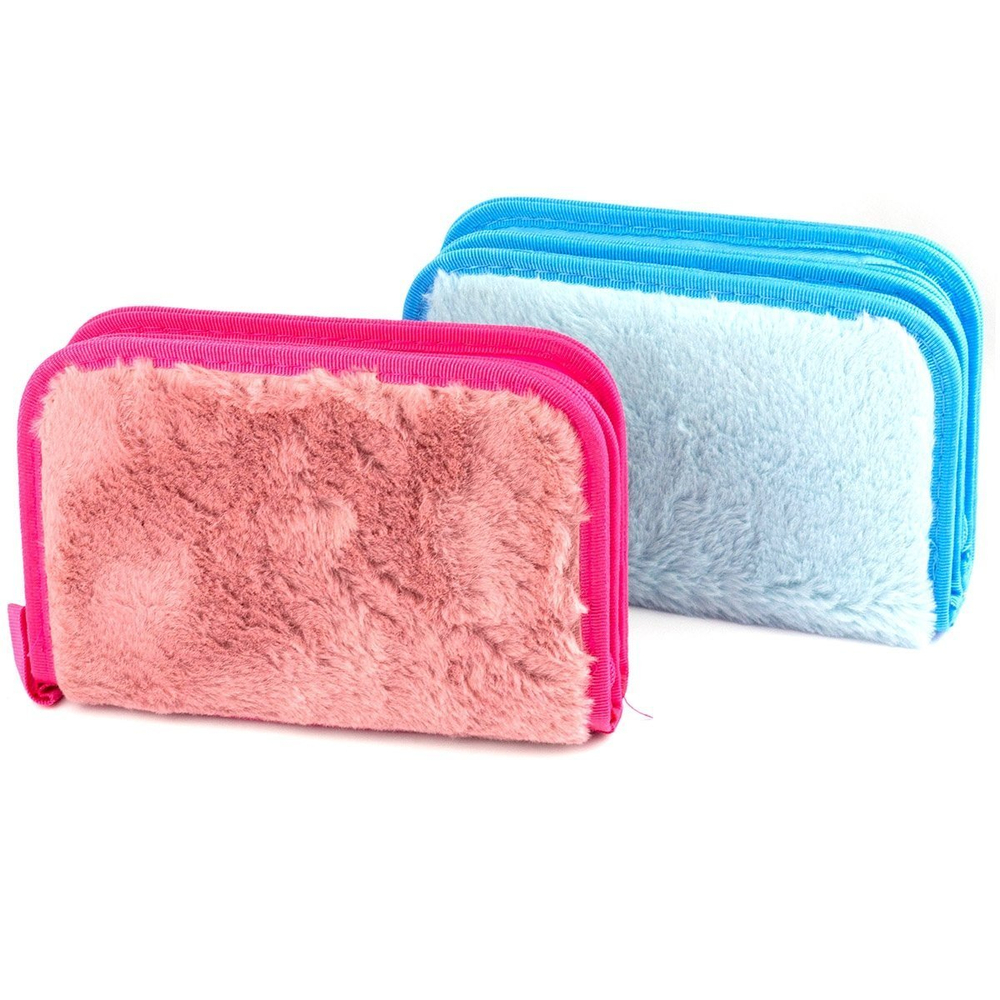 Пенал 2 отделения Alingar, искусственный мех, молния, 115 х 190 мм, "FLUFFY", микс (розовый,голубой, бежевый,шоколадный)