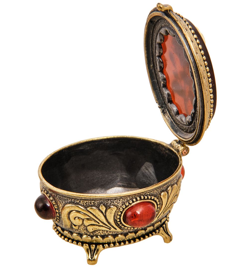 AM-3266 Шкатулка «Винтаж Роза» (латунь, янтарь)