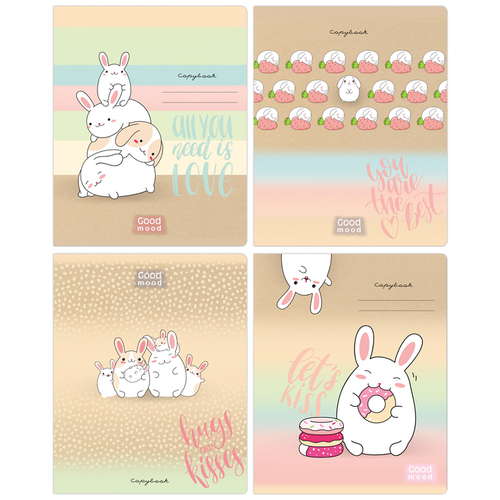 Тетрадь 48л., А5, клетка BG "White rabbit", матовая ламинация