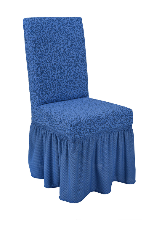 Чехол на стул с оборкой Жаккард, цвет Голубой