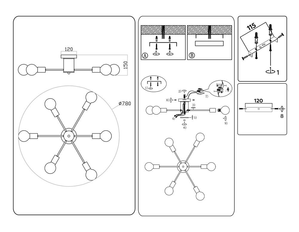 Ambrella Потолочный светильник в стиле лофт Loft TR80401