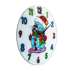 Часы раскраска на стекле для детей "Снеговик в шапке"