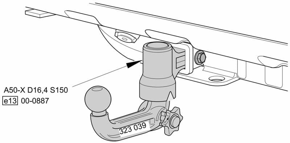 Крюк фаркопа WESTFALIA 323062600001 для LAND ROVER RANGE ROVER 02-12(паспорт и сертификат в комплекте)(без электрики)