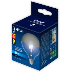 LED-G125-4W-4000K-E27-CL MIRROR-CHROME PLS02WH Лампа светодиодная. Форма шар. прозрачная колба с зеркальным отражателем. Серия Sky. Белый свет 4000K. Картон. ТМ Uniel