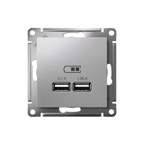 Розетка USB AtlasDesign тип A+A 5В 1х2.1А 2х1.05А механизм алюм. SE ATN000333