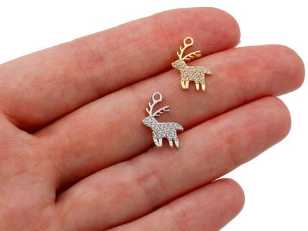 Подвеска "Олень" 15мм, со стразами