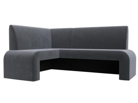 Диван кухонный угловой Кармен левый угол, Серый, Велюр, 126132L