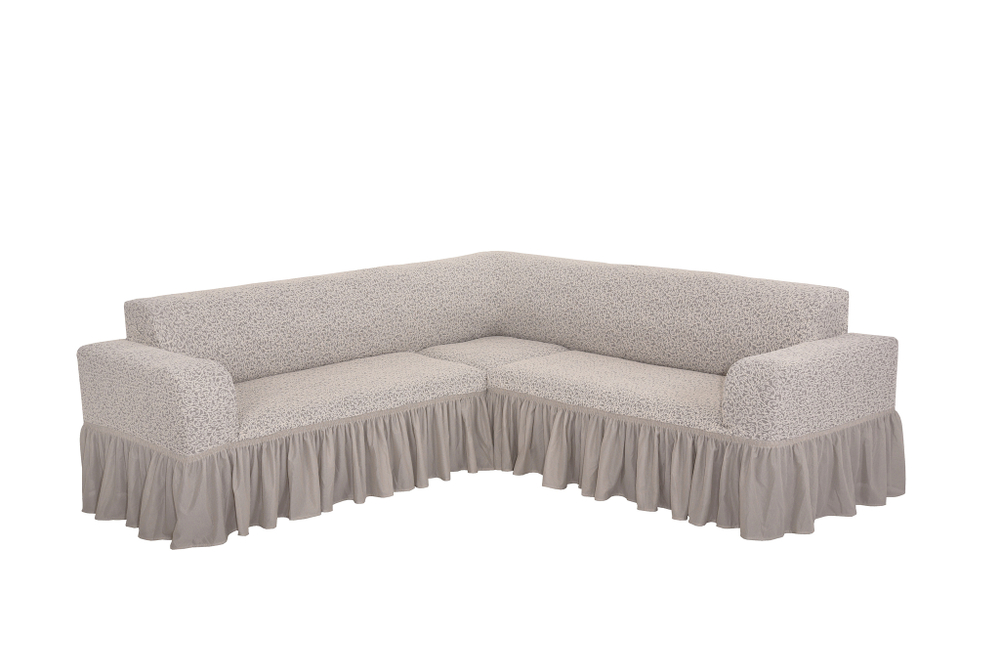 Чехол Жаккард на угловой диван, цвет Кремовый