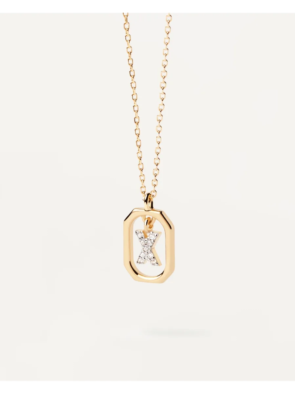 Колье женское PDPaola Мини-Буква X серебро 925 пробы покрытое золотом 750 пробы CO01-535-U
