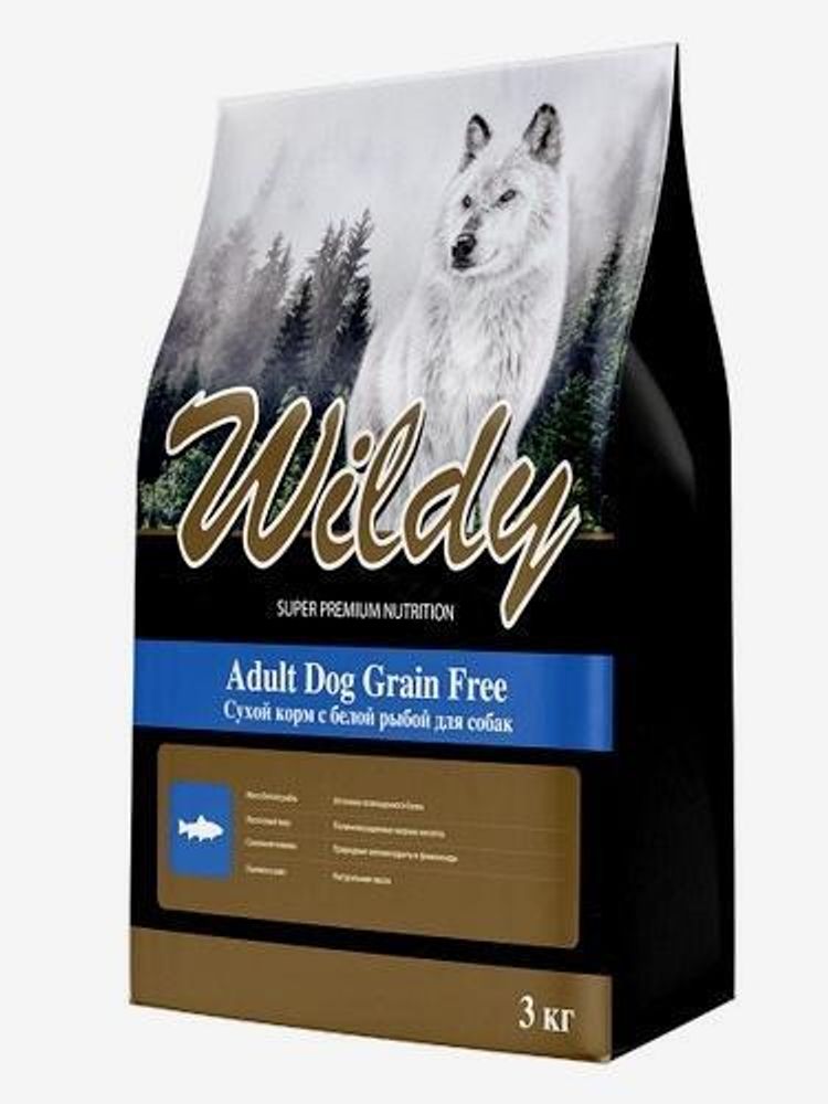 Сухой корм Wildy Adult Dog Grain Free для собак с белой рыбой 3 кг