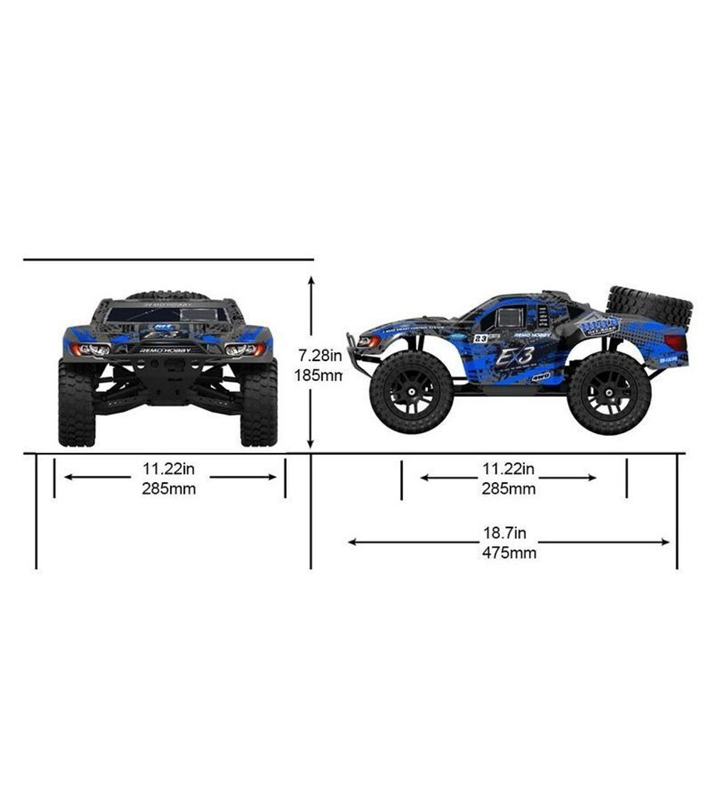 Радиоуправляемый шорт-корс Remo Hobby EX3 Brushless (красный) 4WD 2.4G 1/10 RTR