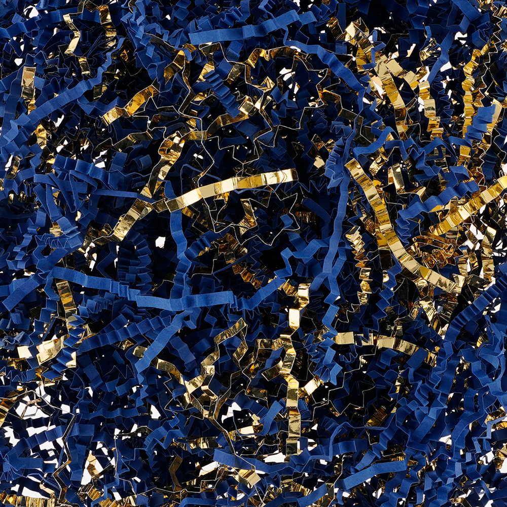 Наполнитель для коробок, синий/ золотой цвет, бумага/ фольга, 50 г