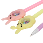 Ручка гелевая "Зайчик" 0,5мм, синяя, аквариум с блестками, 3 вида микс, С-40084