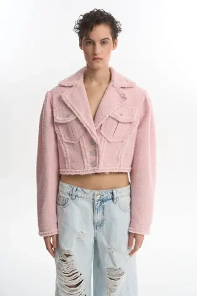 Жакет в байкерском стиле розовый