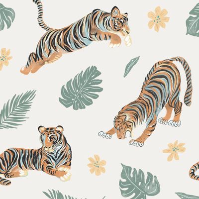 Разноцветные тигры паттерн