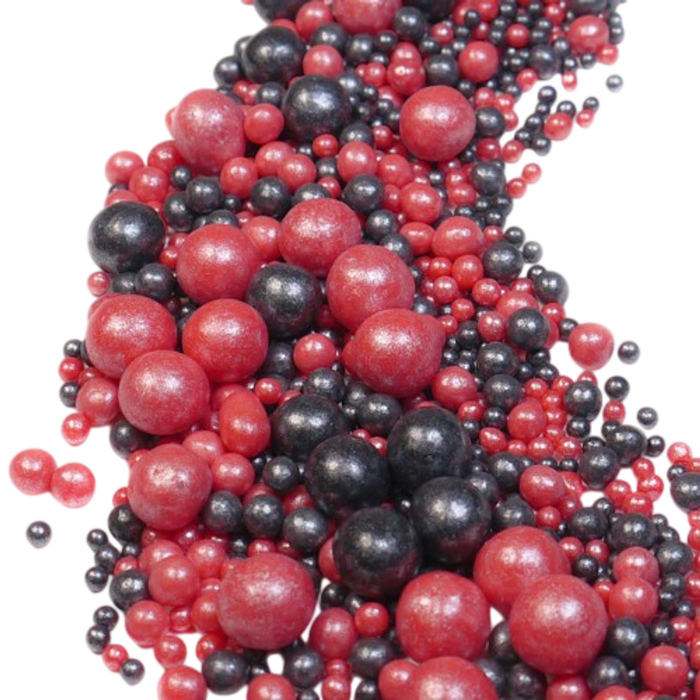 Посыпка "Драже из глазури" (жемчуг красный/черный) 50г