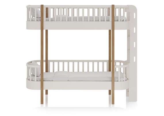 Кровать двухъярусная Classic торцевая лестница (молочный)