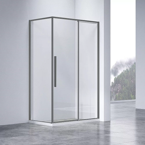 Душевой уголок Vincea Slim-N VSR-4SN9011CLGM 110x90 стекло прозрачное/профиль вороненая сталь