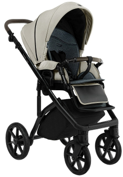 Детская коляска Roan Bass Next 2.0 3 в 1 с автокреслом Tutis Elo Lux EduSky Black BSN/45/2 Marzipan/Black/руч.Cappuccino(2 места)