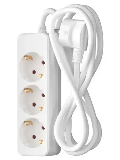 Удлинитель сетевой для розетки ФОТОН 16А 3м 3 розетки с заземлением белый, ГОСТ