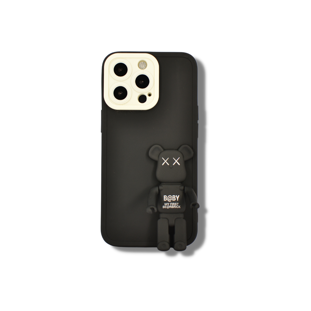 Чехол силикон с держателем. Bearbrick черный