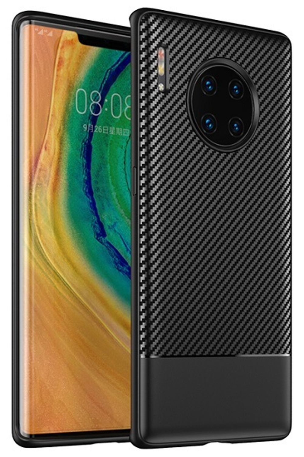 Тонкий чехол на Huawei Mate 30 Pro стиль карбон, серии Fit от Caseport