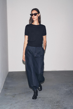 ZARA СВИТЕР ИЗ 100% ШЕРСТИ С КОРОТКИМИ РУКАВАМИ, МОРСКОЙ СИНИЙ