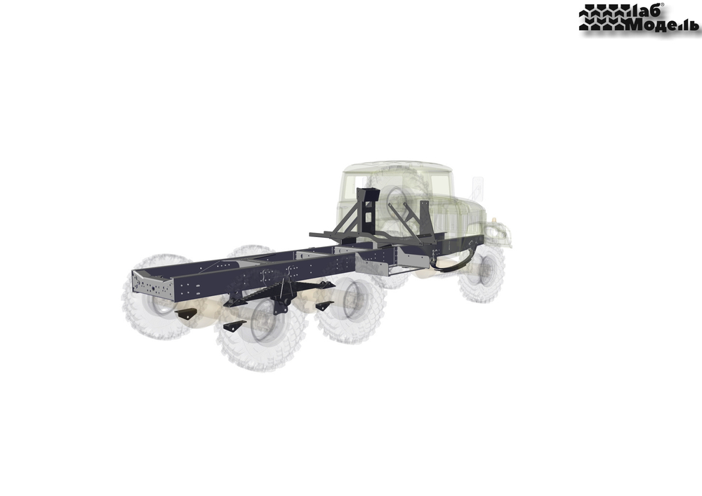 Steel frame for ZIL-131 with a 6x6 wheel formula in 1:10 scale