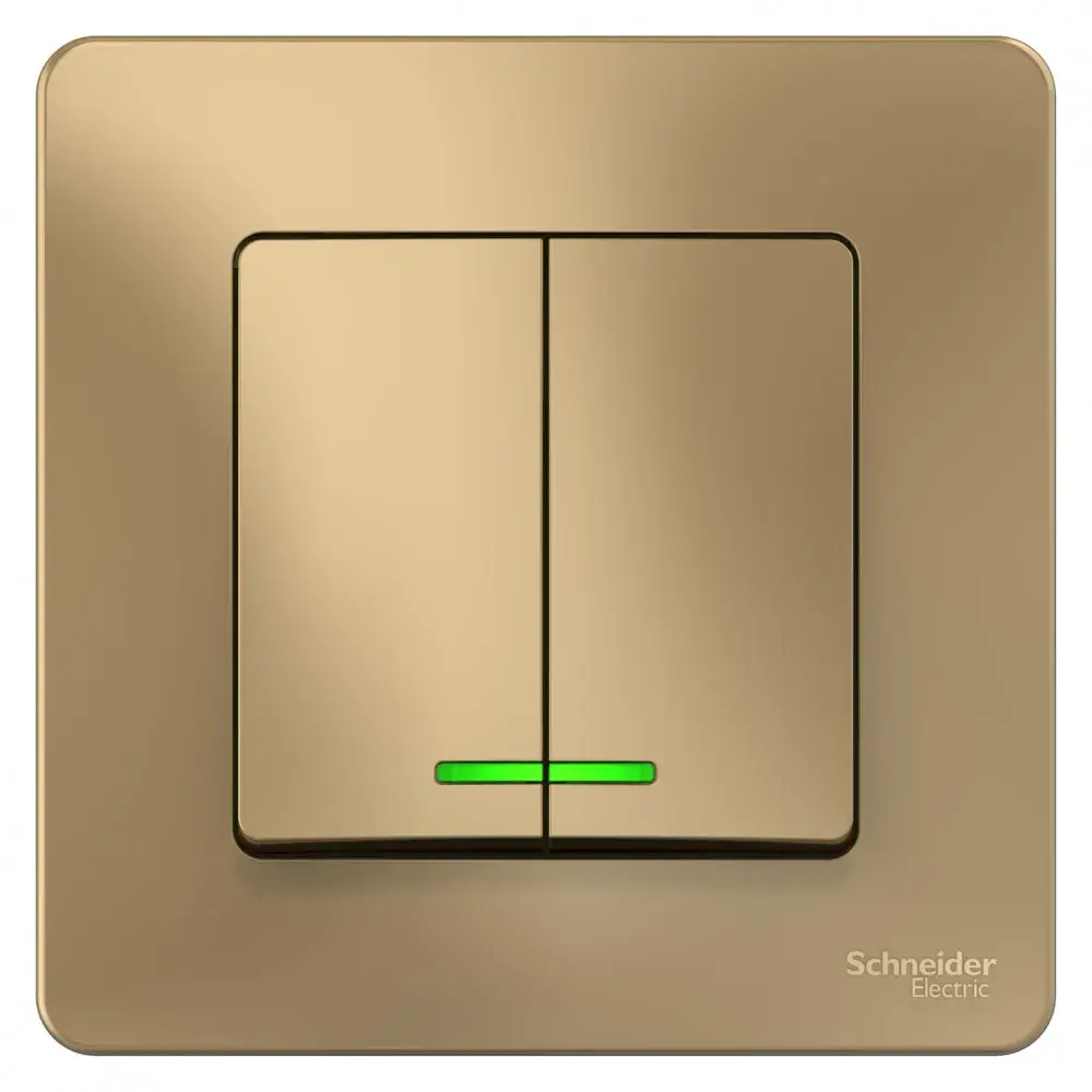 BLANCA С/У 2-клавишный ВЫКЛЮЧАТЕЛЬ (сх.5) с подсветкой, 10А, 250В, ТИТАН