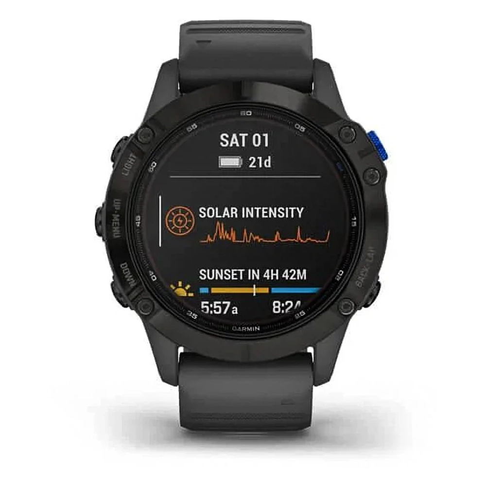 Спортивные наручные часы Garmin Fenix 6 Pro Solar черный с серым ремешком 010-02410-11