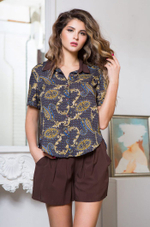 Домашний комплект Elania из принтованного вискозного полотна (Размер: XL) (Цвет: коричневый)