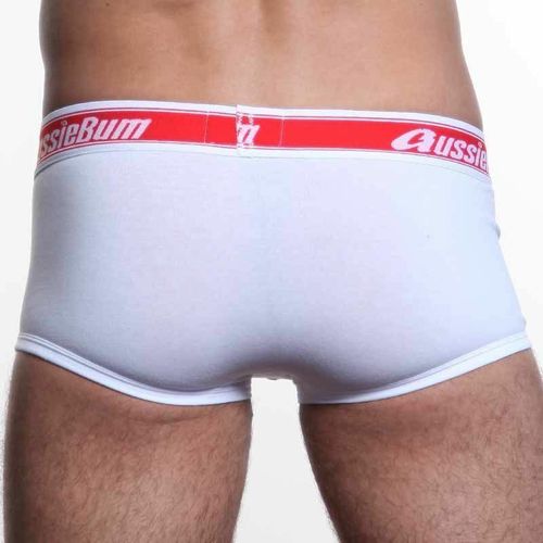 Мужские трусы хипсы белые с красной резинкой Aussiebum AB00154