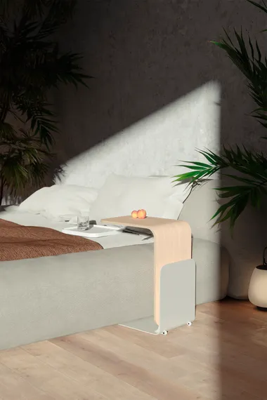 Журнальный столик Stolik 90, дуб беленый/белый