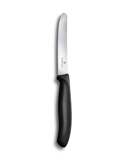 Нож столовый VICTORINOX SwissClassic, лезвие 11 см с волнистой кромкой, чёрный