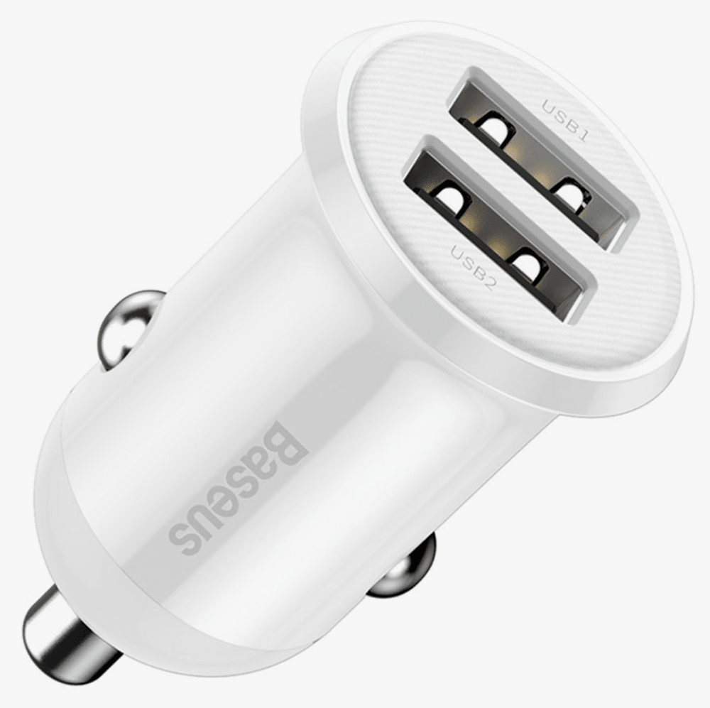 Автомобильное зарядное устройство Baseus Grain Pro Car Charger Dual USB 4.8A-Белый