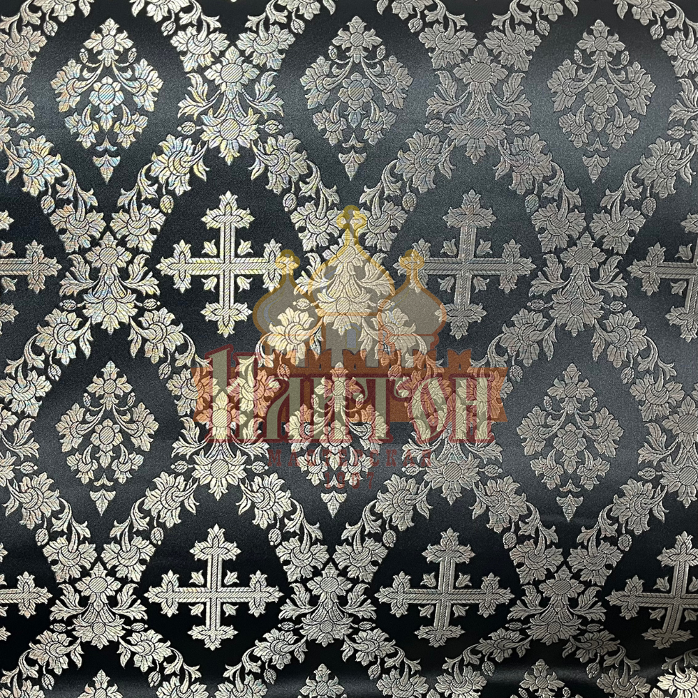 Парча "Почаев" чёрная