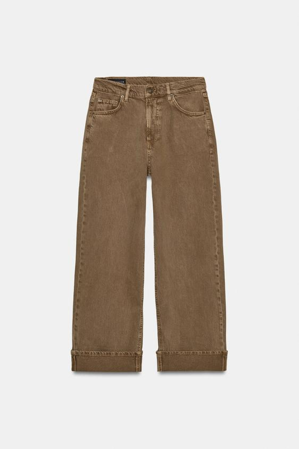 ZARA ДЖИНСЫ BAGGY СО СРЕДНЕЙ ПОСАДКОЙ — ZW COLLECTION, КОРИЧНЕВЫЙ