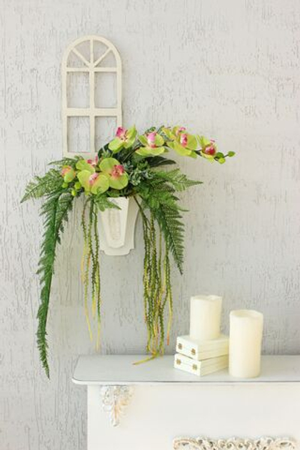 Настенная композиция в кашпо "Цветы" 67*57*23 см