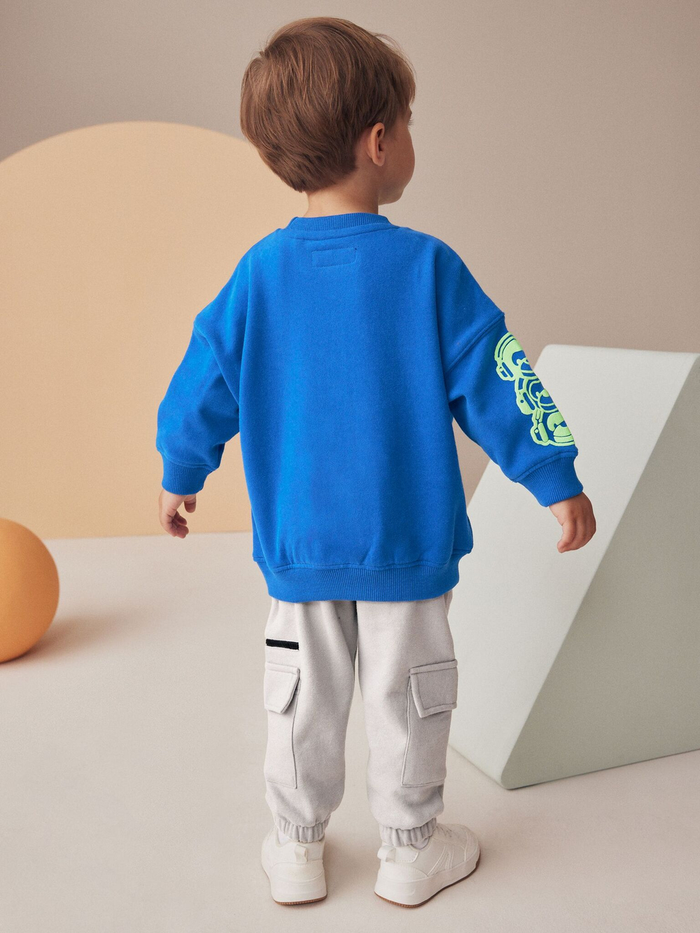 Толстовка и брюки карго в комплекте для мальчика Next N96-342, Синий, Серый