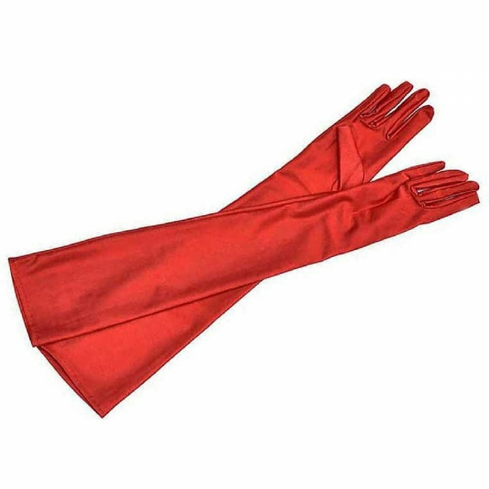 Перчатки трикотажные длинные красные