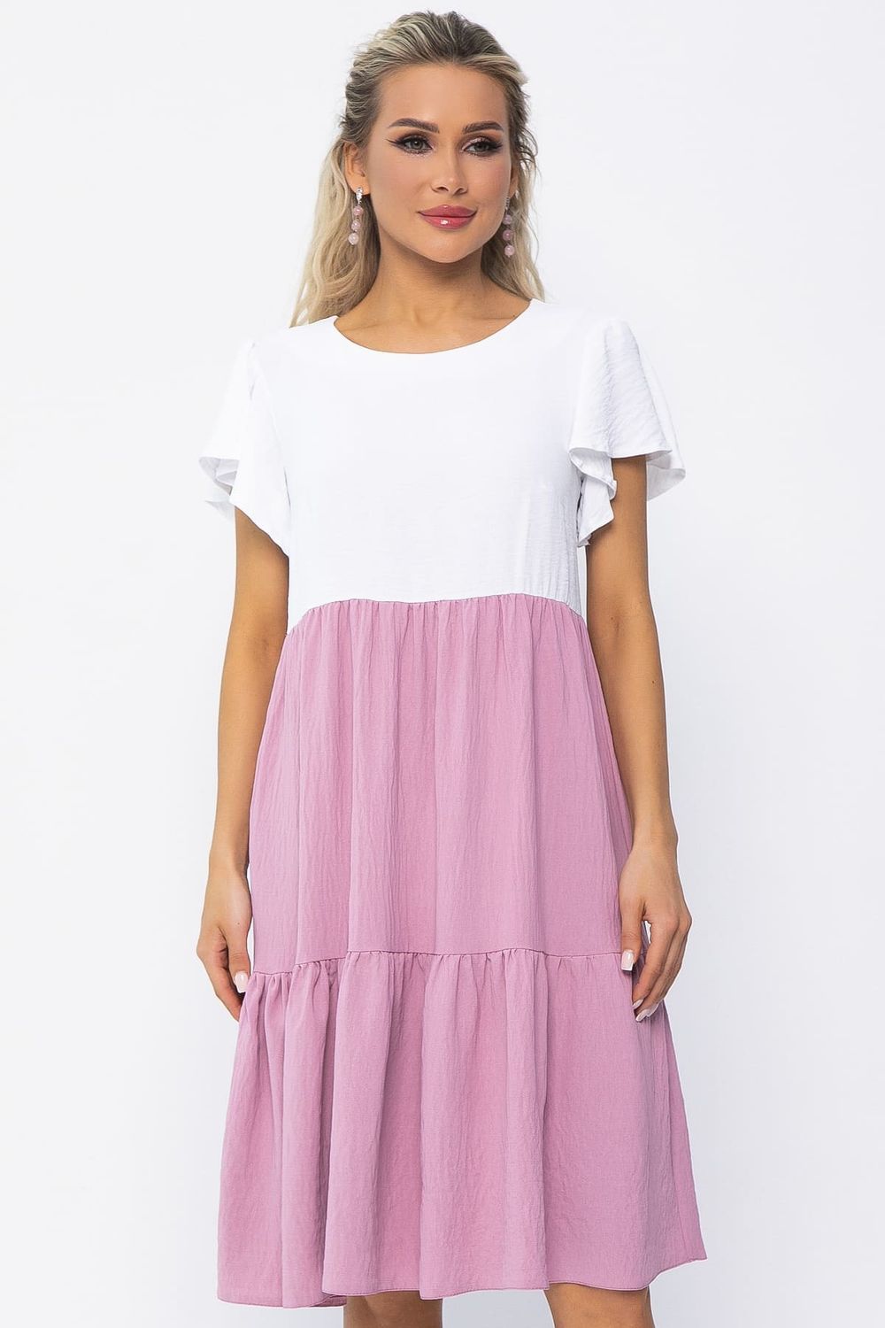 Платье Ветер перемен (бело-розовое) П13586-4М LT Collection