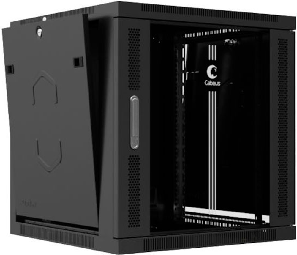Шкаф настенный 19", 18U Cabeus SH-05F-18U60/35-R-BK