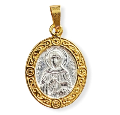 Нательная именная икона святая Зинаида с позолотой