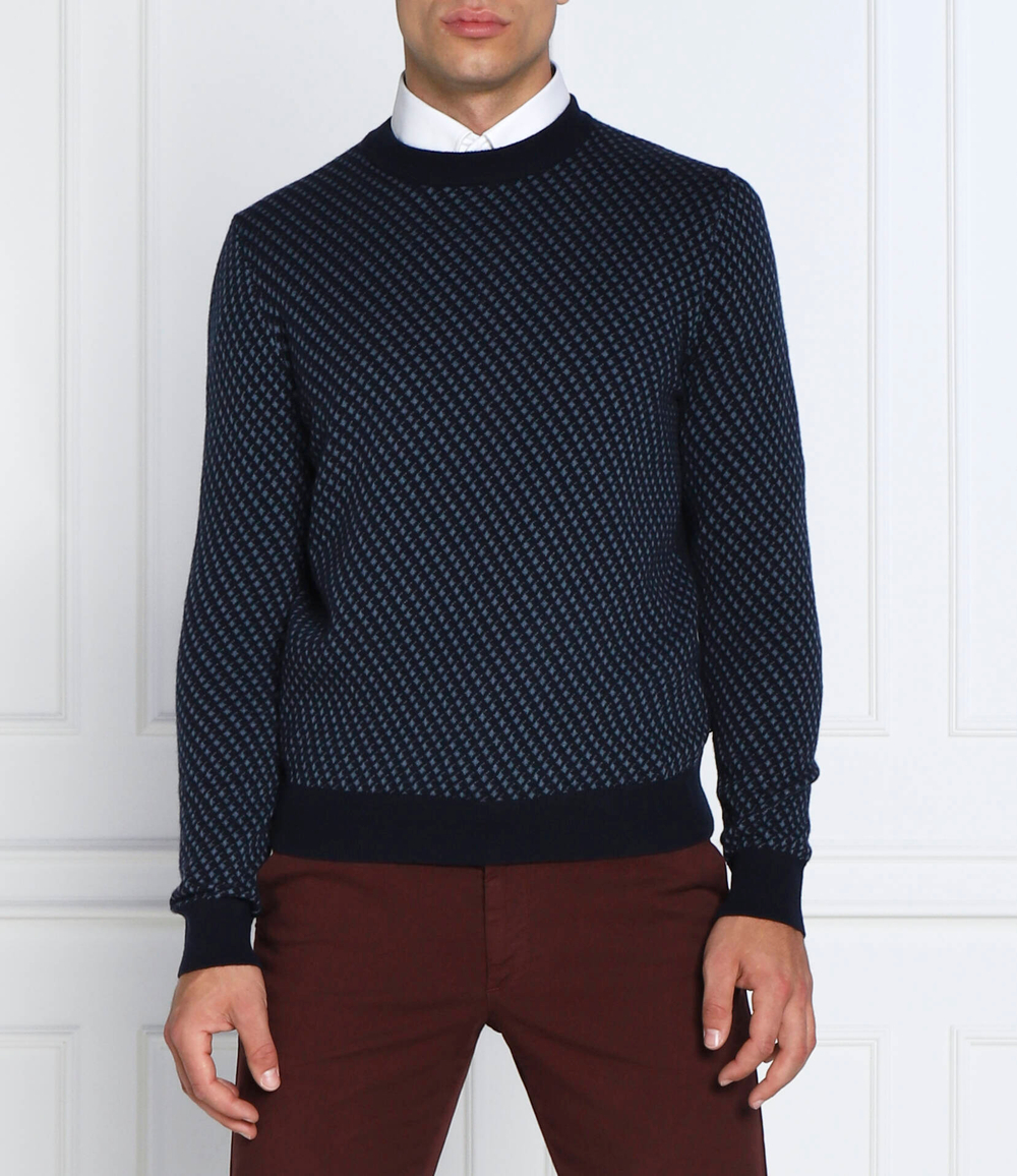 Хлопковый свитер lacrimo BOSS BLACK - темно-синий(50477378)