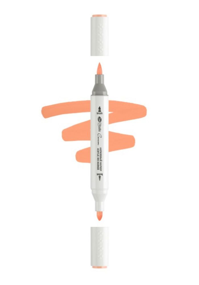 Маркер акриловый 2-х сторонний СОНЕТ кисть/пулевид. лососевый