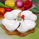 Набор соусников «White magic» 4шт 26*5смсм на бамбуковой подставке со шпажками