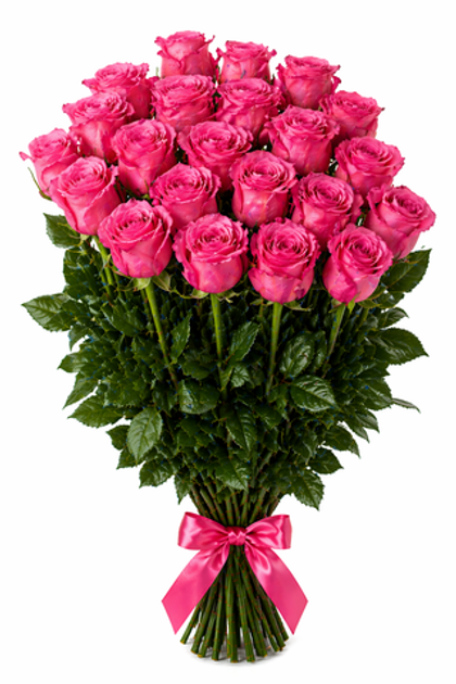 Букет из 21 высокой розовой розы